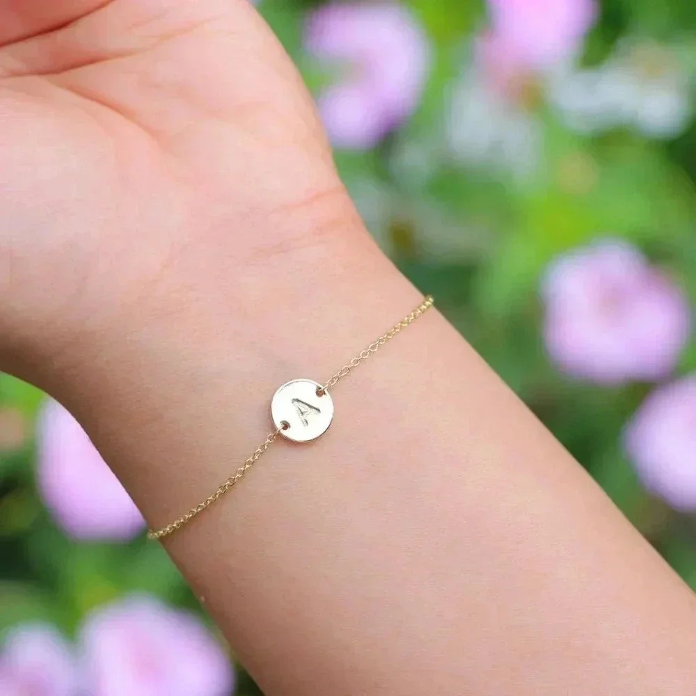 ENGRAVED PERSONALIZED❤️CHARM - A to Z GOLD INITIAL BRACELET GIRL TEEN, ELDM22240